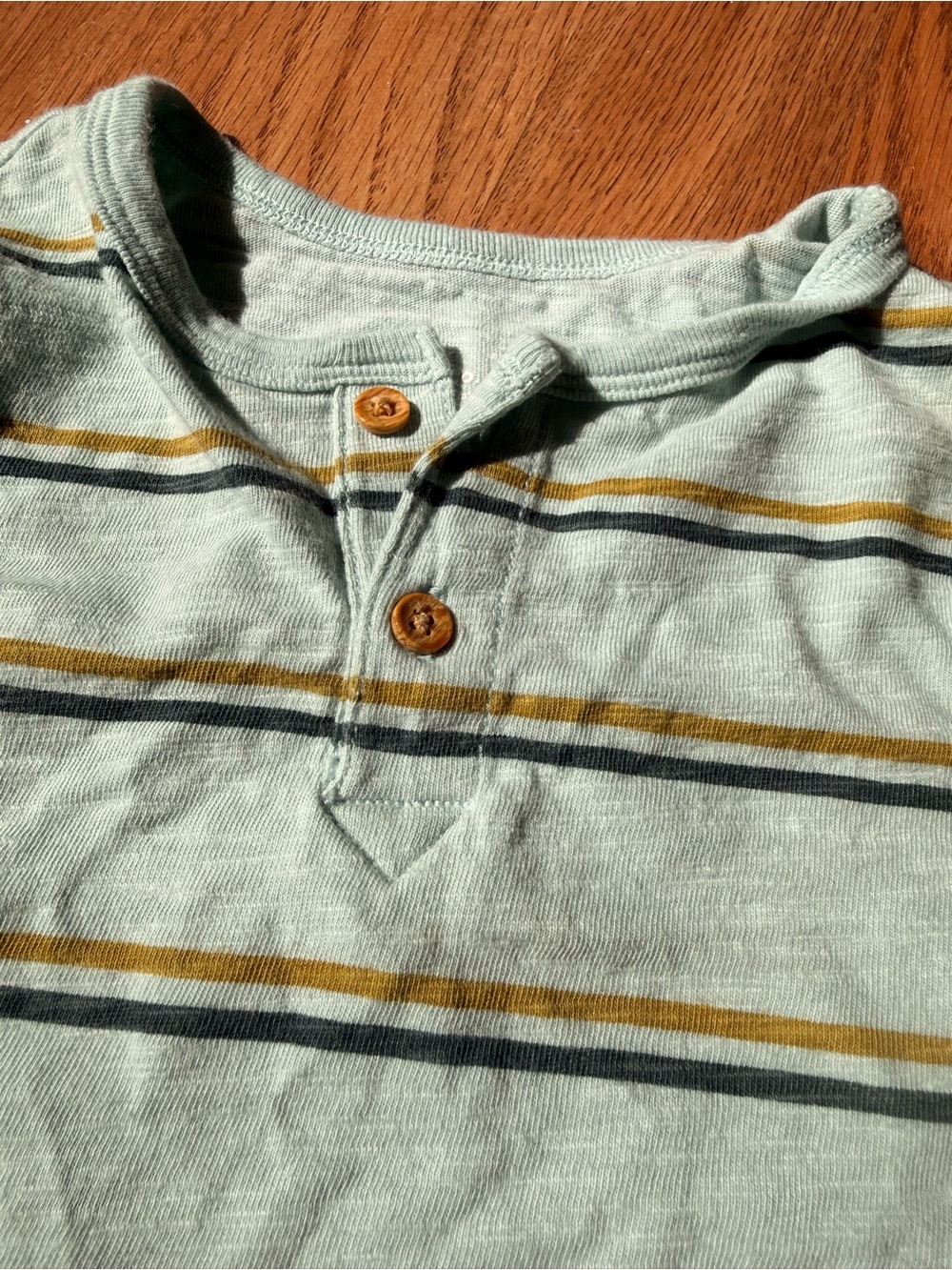 Organic Kids Light Blue Striped Long Sleeve Henley Shirt 5T Little Co